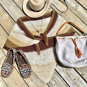 Artisan farmhouse prairie knit boho cover up/wrap scarf granny cottage vibe
